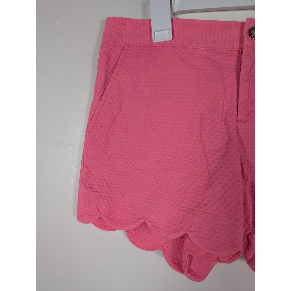 Lilly Pulitzer Shorts Womens 6 Pink Buttercup Scallop Hem Textured Cotton Summer - Picture 2 of 12